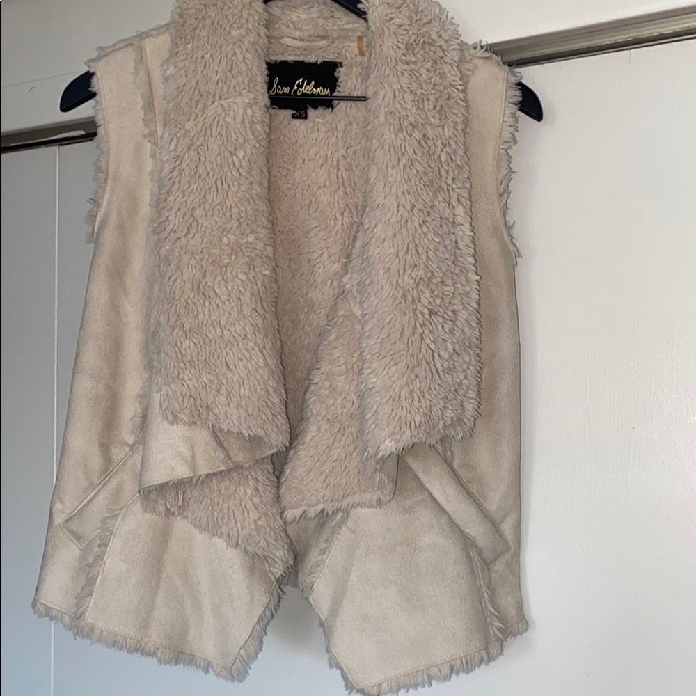 Sam Edelman Cream Faux Fur Vest